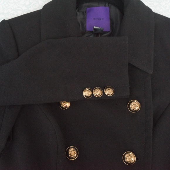 Forever 21 Jackets & Blazers - NEW Forever 21 gold button black coat small